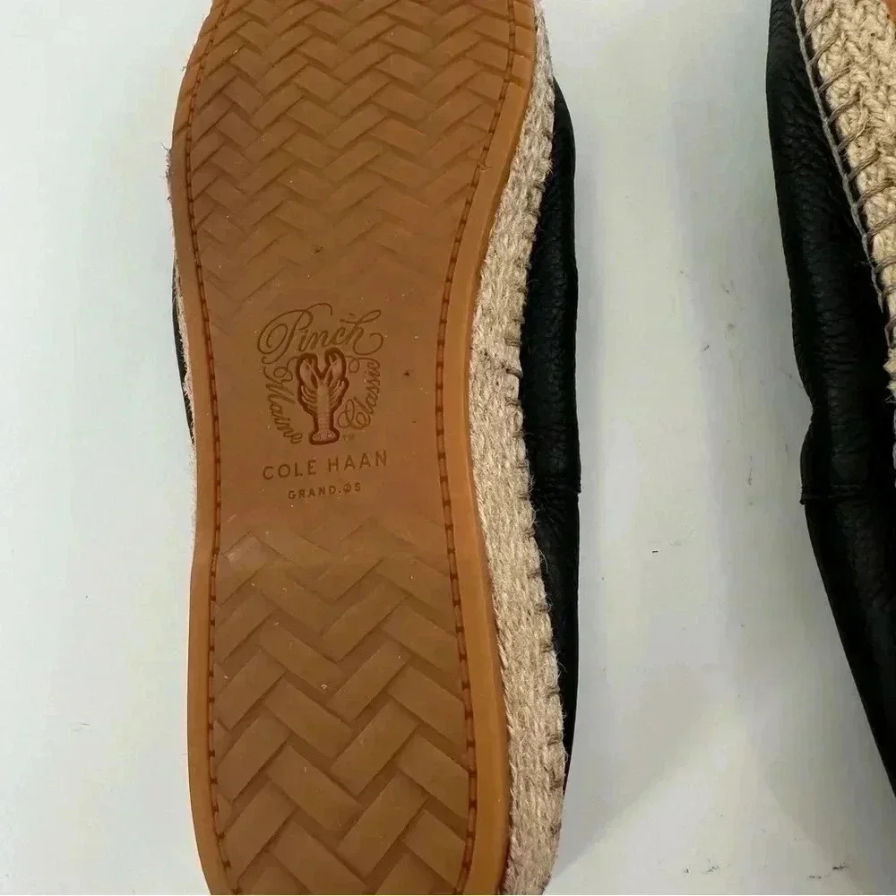 Cole Haan Grand OS womens flats size 8.5 black leather flatform Espadrilles